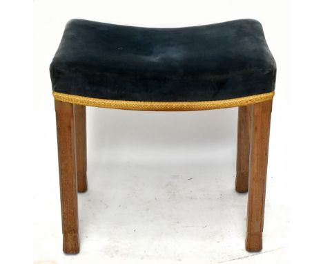 A Queen Elizabeth II oak coronation stool, with shaped top on chamfered legs, the underside of the stool stamped 'ER' with cr