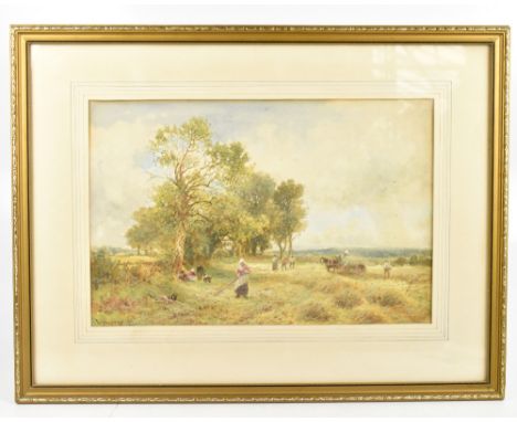 EARLY 20TH CENTURY ENGLISH SCHOOL; watercolour, harvest scene, indistinctly signed lower left and dated 1911, 29 x 44.5cm.Add
