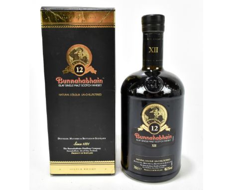 WHISKY; a single bottle of Bunnahabhain Isle Single Malt Scotch whisky, natural colour un-chillfiltered, aged 12 years, 70cl,