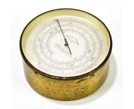 F DARTON & CO; a brass plated wall hanging Watkin Patent compensated barometer, with silvered dial no.99, diameter 10cm.Addit