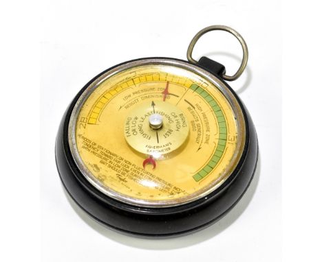 TAYLOR; a fishing barometer in bakelite case, diameter 7.5cm.