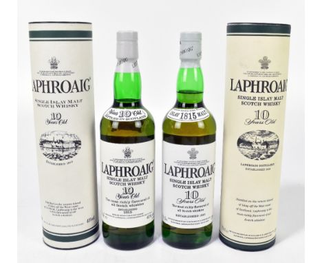WHISKY; two bottles of Laphroaig Single Islay Malt Scotch whisky, ten years old, 70cl, each with box (2).