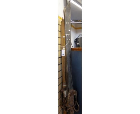 Two pairs of vintage wooden skis, one stamped P.Gleize. First pair 198cm second pair 208cm 