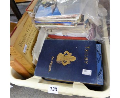 A collection of various vintage books, postcards and First Day covers. 