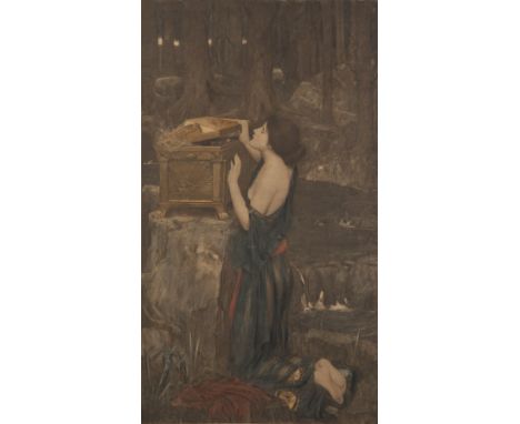 JOHN WILLIAM WATERHOUSE (1849-1917) 'Burlington Proof' coloured lithograph  'Pandora'  blind stamped  24" x 13 1/2" (61cm x 3