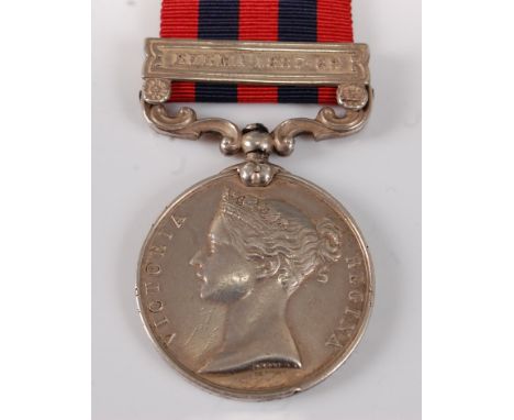 An India General Service medal (1854-95) with Burma 1887-89 clasp, naming in flowing script 1607 Pte.J.W. Long 2nd Bn Norf. R