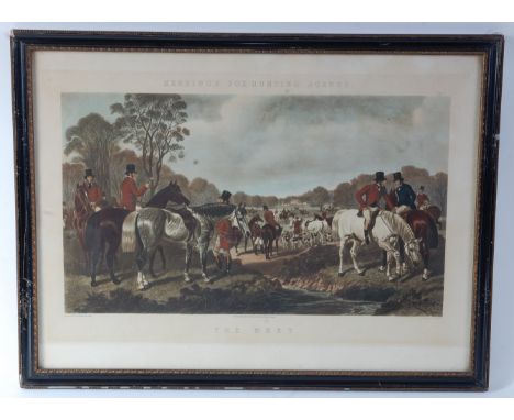 After John Frederick Herring Senior, (19th century) Herring's Fox Hunting Scenes, a set of four hand coloured engravings, pla