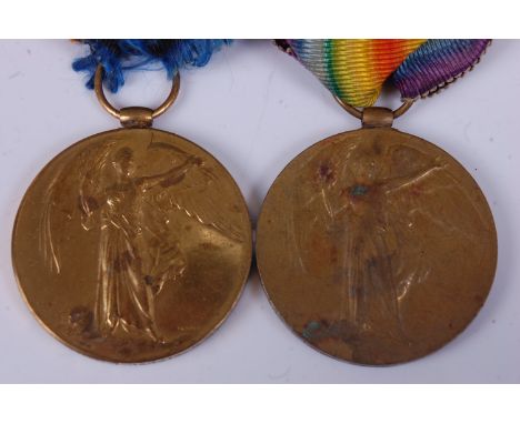 Two WWI Victory medals, naming 46684. PTE. A. SERVICE. LINC. R. and 32295. CPL. T. JARVIE. R.E. (2)