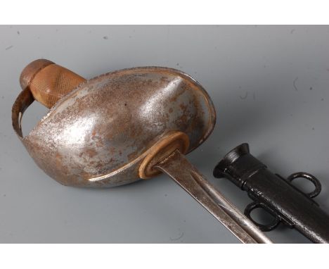 A British 1908 pattern Cavalry Trooper's sword, the 89cm fullered blade stamped to the forte Wilkinson with various ordnance 