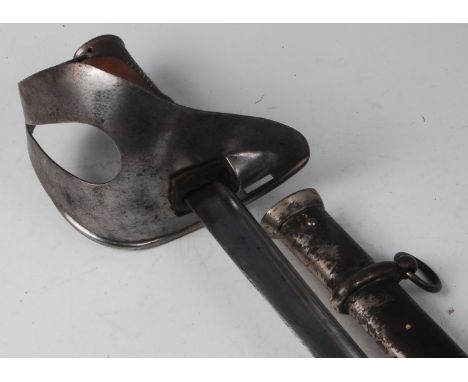 An Italian 1871 pattern Cavalry Troopers sword, having an unmarked 90cm slightly curved fullered blade with pierced steel bow