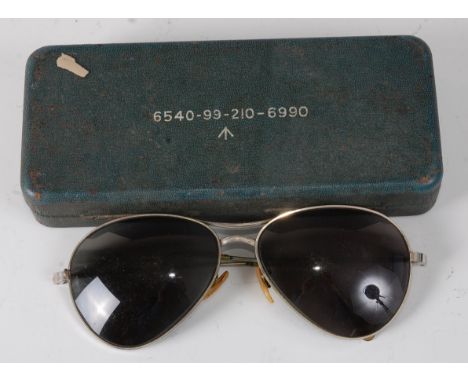 A pair of R.A.F. pilots sun glasses, stamped to the bridge Mk 14 22c/2432, in a fitted case with WD arrow 6540-99-210-6990.