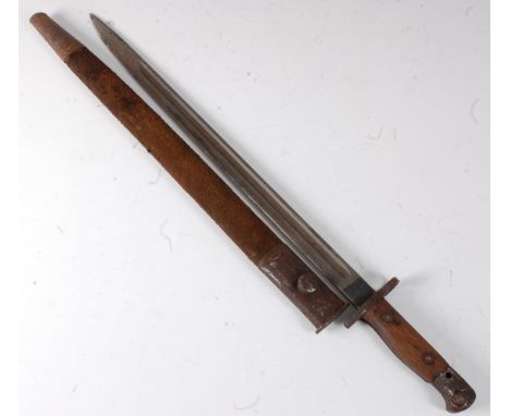 A British 1907 pattern bayonet, the 43cm single edged fullered blade marked to the riscasso with a crowned GR cypher Sanderso