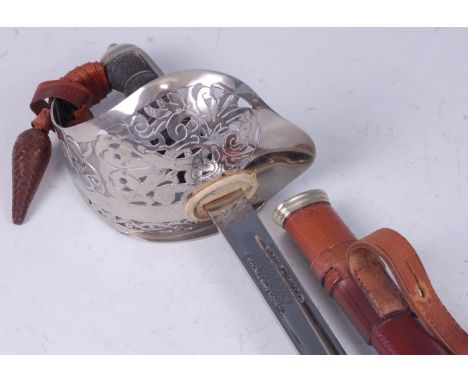 A Geo. VI. 1897 pattern Royal Army Ordnance Corps Officer's sword, the 83cm single edged fullered blade etched with a crowned