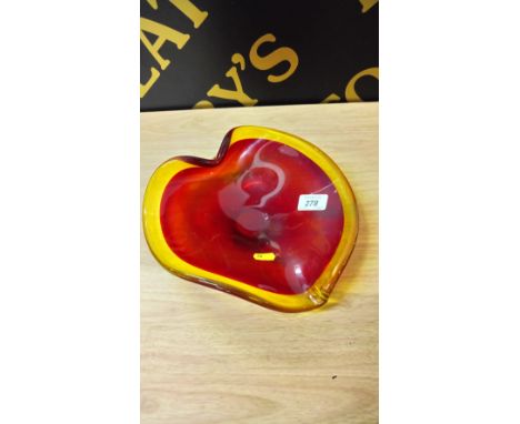 VINTAGE STUDIO GLASS DISH ( RED)
