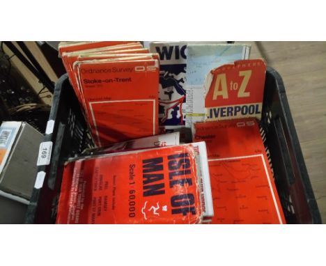 BOX OF ORDNANCE SURVEY MAPS