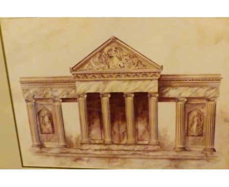 Framed and glazed Roman architectural print, 43 x 57 cm 