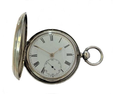 circa 1878, the unsigned white dial, 38mm diameter, with black Roman numerals, gold coloured spade hands, subsidiary seconds 