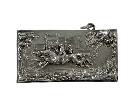 mark of William Neale &amp; Son, Sheffield 1898, the side cast in high relief with three horses and jockeys galloping past a 