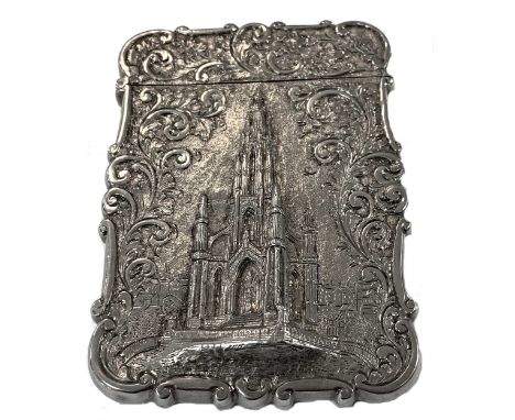 Birmingham 1844, of rectangular form, the surface decorated with chased and embossed foliage and scrolls over a textured grou