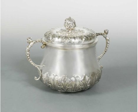 mark of Charles Stuart Harris, London 1903, of traditional form, the lower half decorated with repoussé and textured acanthus