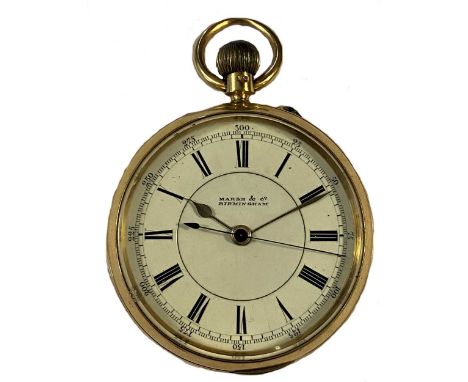 circa 1898, the signed white dial, 45mm diameter, with black Roman numerals, blued spade hands and centre sweep, chemin de fe