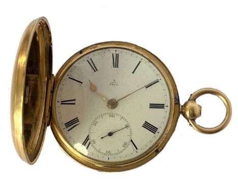 circa 1840, the unsigned white dial, 40mm diameter, marked 2/3810, with black Roman numerals, gold coloured spade hands, subs