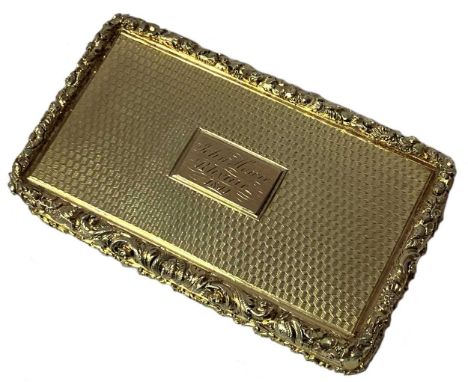 Birmingham 1831, of rectangular form, decorated all over with engine turned engraving to an applied cast foliate border, part