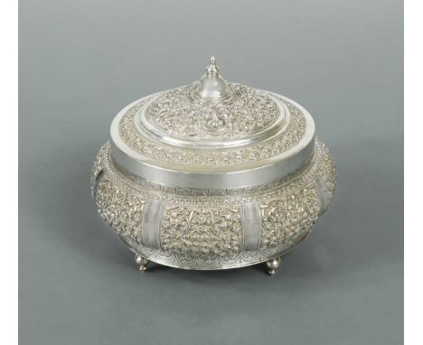 apparently unmarked, tested to at least Sterling silver standard, Kandy, circa 1920, of circular and rather baluster form, th