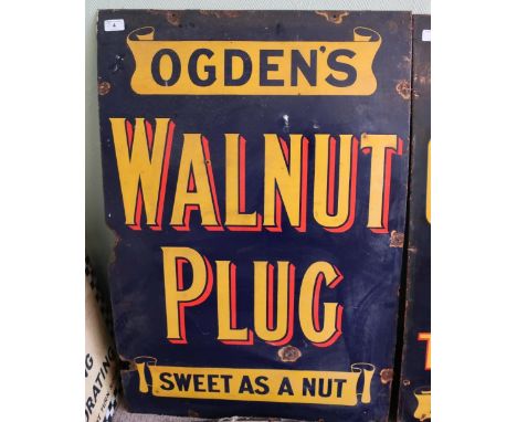 Vintage enamel advertising sign for Ogden's Walnut Plug Sweet As A Nut (tobacco) (61cm x 91cm) 