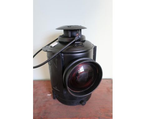 Adlake non sweating railway lamp with red bullseye glass lens 