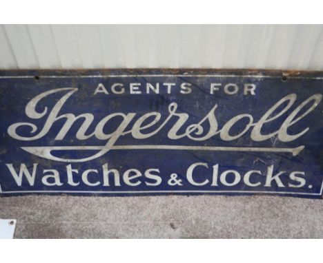 Vintage enamel advertising sign for Ingersoll Watches (71.5cm x 30.5cm) 