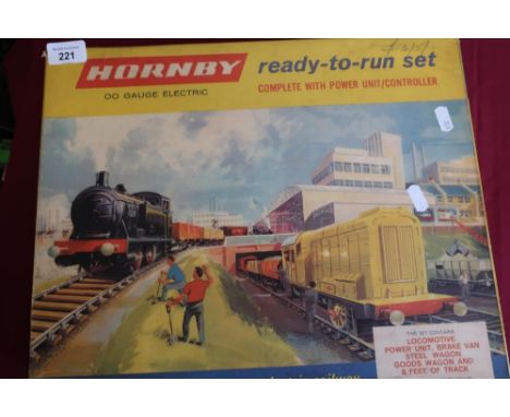 Boxed Hornby OO gauge electric ready to run set complete with power unit controller and yellow engine 