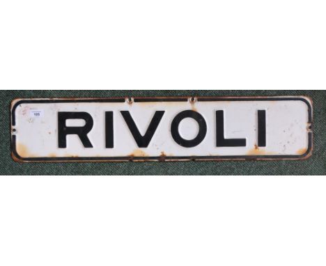 Enamel black and white sign 'RIVOLI' (83.5cm x 18cm) 
