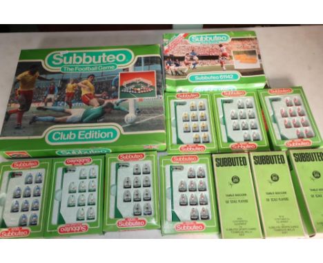 Boxed Subbuteo the football game club edition, various Subbuteo teams, some sealed as new including stands, teams including S