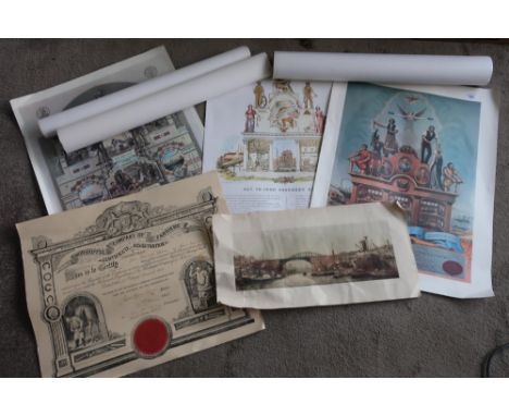 Unframed carriage print of Sunderland, various Workers Union and other prints 