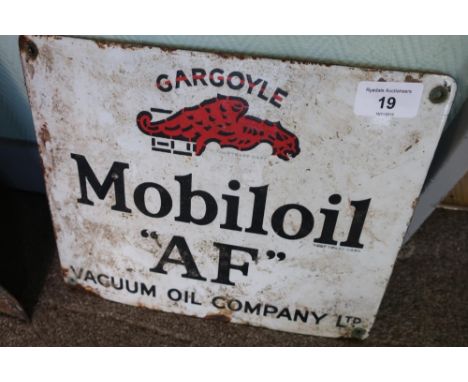 Small enamel advertising sign for Gargoyle Mobiloil Vacuum Oil Company Ltd (28.5cm x 23cm)