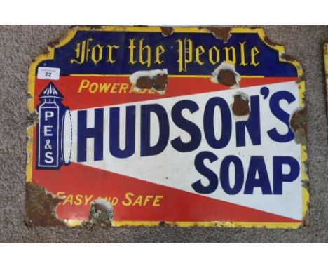 Small enamel advertising sign for Hudson Soap (48.5cm x 35.5cm) 