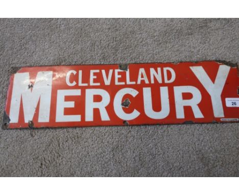Enamel advertising sign for Cleveland Mercury (newspaper) (56cm x 15.5cm) 