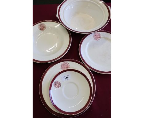 Collection of railway Convalescent Homes crockery by Myott &amp; Son including twin handled serving tureen, soup bowl, two si