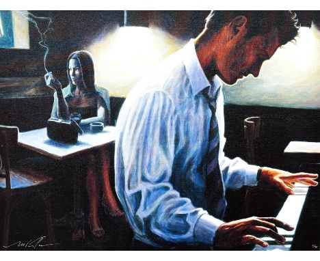 MARK KELLER, "A Glass of Blue", limited edition print on canvas, 10/95, 62 x 82 cm.