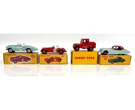A collection of Dinky Toy Cars, in boxes, to include; Jaguar XK120 Coupe, Sunbeam Alpine Sports, MG Midget Sports, and a Mers