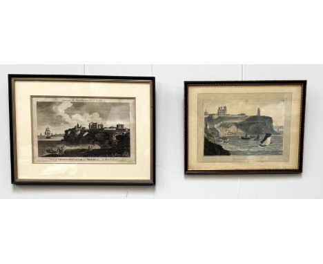 A group of prints, to include; "A View of Tinmouth Castle and Priory in Northumberland", 19 x 29 cm, and a photograph of gent