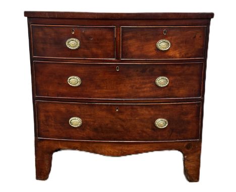 A 19th c. mahogany bow front chest, 83 x 85 x 45 cm.