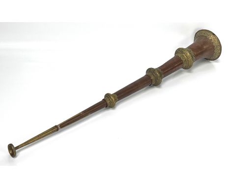 A Tibetan Dungchen, or trumpet, with telescopic action, 91 cm.&nbsp;