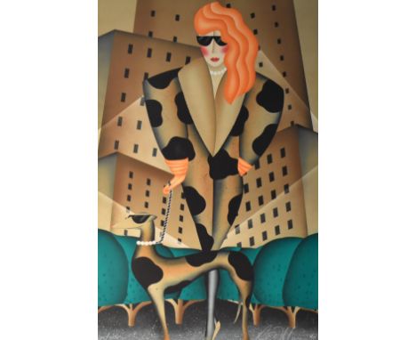 After Robin Morris (American b.1953) a limited edition lithograph print 'Slave to Fashion' a stylised female figure walking h