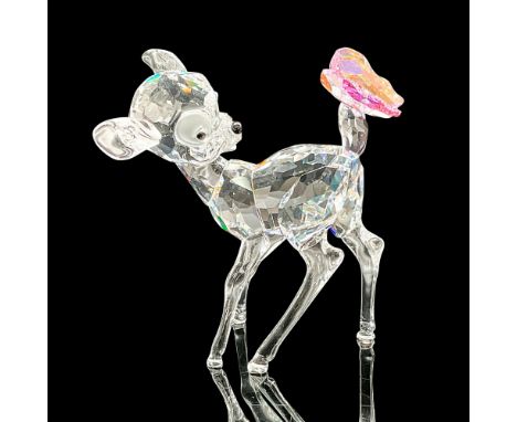Disney Bambi collection. Clear faceted crystal body with aurora borealis rosaline butterfly on tail. 0Swarovski etched backst
