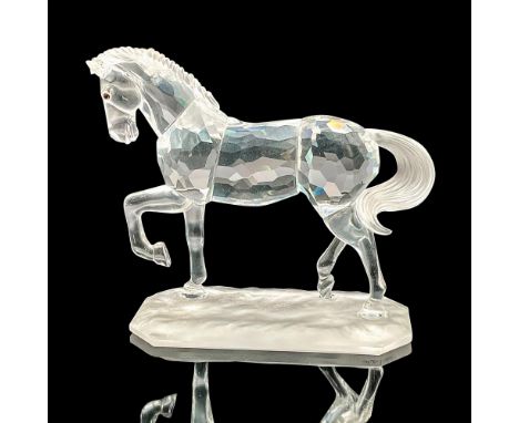 Horses on Parade series. Its stance is called the piaffe. Clear faceted body, frosted mane and tail with black crystal eyes. 