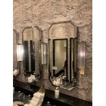 A Pair Of Accent Mirrors Bevelled Glass In A Polished Metal Frame 48 x 105cm