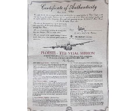 WW2 Colour Print Titled Ploesti - The Vital Mission By Robert Taylor. Artist Proof RARE Limited 10 of 50. Multi Signed in Pen