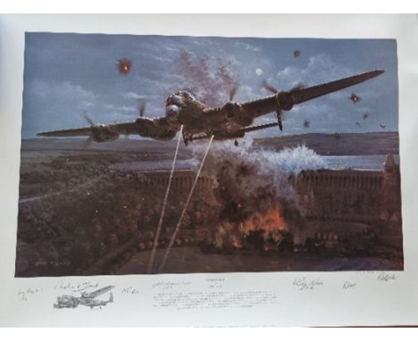 WW2 Colour Print Titled Primary Target by Philip West. Limited 28 of 65. Multi signed in Pencil by Philip West, Richard Todd 